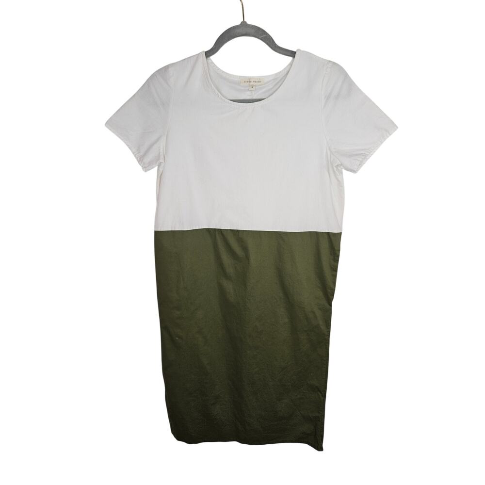 Stevie Hender Women's White & Green Midi Dress Size Small